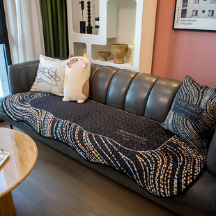 北欧时尚异形沙发垫波浪边设计耐脏坐垫轻奢高级毛绒防滑沙发巾套