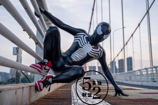 52英雄联盟黑白皮质版毒液，蜘蛛连体全包紧身衣漫展cosplay服