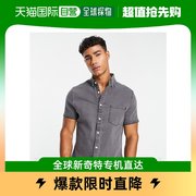 香港直邮潮奢 ASOS 男士设计紧身水洗黑色牛仔布衬衫