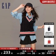 gap女装春季logo学院风v领针织背心马甲时尚高级宽松毛衣836384