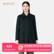 HONRN/红人质感驼绒马海毛羊毛呢子大衣女秋冬中长款宽松外套显瘦