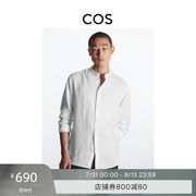 男装标准版型立领，麻质衬衫白色，2022夏季0987767006