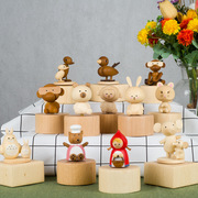 跨境创意迷你猴子小熊猫，实木音乐盒八音盒，儿童圣诞节礼物摆件