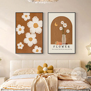 侘寂风卧室床头装饰画花卉高级感北欧房间背景墙挂画现代简约壁画