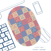 小老虎网红鼠标垫子可爱粉色棋盘格护腕办公书桌垫女生电脑滑鼠垫