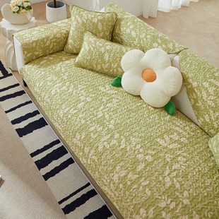 纯棉斜纹面料沙发垫四季通用植物花卉卡通万能全包防滑沙发套全盖