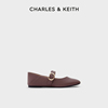 CHARLES&KEITH春夏女鞋CK1-70580166女士金属扣带饰平跟玛丽珍鞋