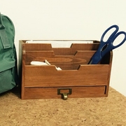 zakka杂货木制办公桌面整理文件夹创意家居复古储物盒木质收纳盒