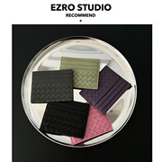EZRO百搭质感高级！手工编织精致小巧真皮羊皮卡包实用零钱袋