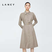 lancy朗姿羊毛2022冬季衬衫，式连衣裙收腰显瘦通勤高端女裙子