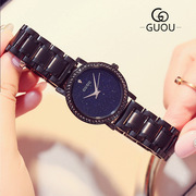 黑色钢带女士手表显白水钻星空表盘手表简约小表盘时尚手表女表