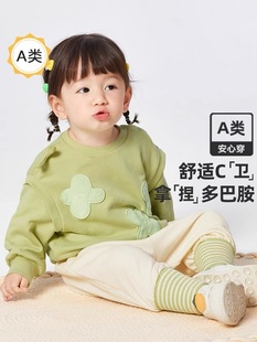 品牌折扣宝宝套装婴儿长袖，两件套女童2023秋装，儿童卫衣休闲运