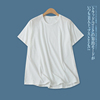 大版型白色棉t恤夏季外贸女装百搭圆领，宽松短袖套头上衣16612