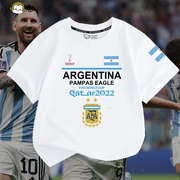 卡塔尔世界杯阿根廷队梅西足球迷，服t恤衫短袖男女，儿童装学生半袖