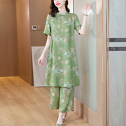新中式印花香云纱旗袍裙套装，女夏装国潮温柔风，垂感显瘦两件套