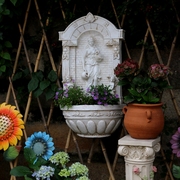 喷泉流水欧式天使户外摆件酒店花园装饰庭院园林造景花盆壁饰花器