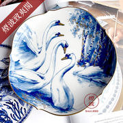德国MEISSEN梅森瓷器 德国民谣系列 五只野天鹅 描金2005赏盘18CM
