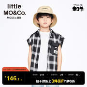 little moco童装夏装儿童衣服男童无袖格纹衬衫格子上衣