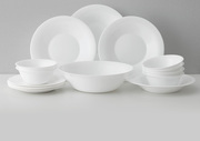 定制火候玉白餐具套装钢化玻璃餐具纯白碗碟套装15件套