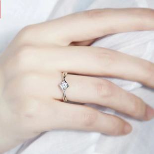 925六爪莫桑石仿真(石仿真)求婚钻戒指，女情侣戒指生日礼物可调节轻奢时尚