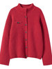 2024龙年大红色羊绒衫加厚毛衣外套女小众慵懒风宽松针织开衫