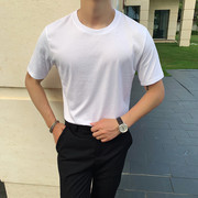 夏季男士纯色短袖T恤韩版休闲圆领棉质T恤简约百搭彩色体恤衫打底