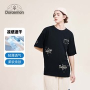 DORAEMON/哆啦A梦短袖t恤男夏季2024透气潮牌纯棉圆领半截袖T