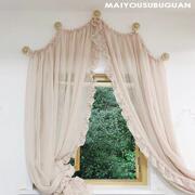 「浅唱」f穹顶式，弧形窗纯色麻纱纱帘，客厅卧室窗帘隔断窗门帘