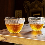 日式落樱杯玻璃雨落杯茶杯加厚锤纹，主人杯功夫茶盏小专用个人单杯
