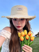 法式气质拉菲草帽女优雅韩系甜美可爱大檐遮阳草帽海边度假沙滩帽