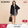SANDRO Outlet女装质感直筒翻领双排扣深蓝色大衣外套SFPOU00360