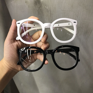 韩国黑框黑色粗框眼镜，女个性复古彩色圆形，平光近视镜男潮大脸镜框