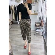 韩国设计师CherryKoko夏季黑色净版圆领短袖T恤豹点休闲裤女