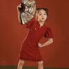 女童旗袍夏装复古公主裙中国风红色儿童连衣裙夏季女孩表演裙