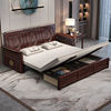 新中式紫金檀木实木雕花沙发床多功能储物可伸缩折叠两用客厅卧室