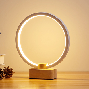 智能实木led小夜灯创意新奇特日式欧式USB台灯床头灯婚房
