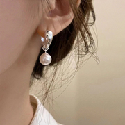韩版水滴珍珠耳钉女S925银针耳环小众设计高级感独特耳扣耳坠耳饰