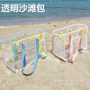 透明沙滩包超大容量pvc果冻游泳包网兜专用防水洗澡包手提收纳包