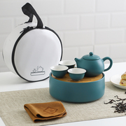 户外陶瓷旅行茶具套装，便携收纳包带茶盘，家用小型功夫茶具泡茶壶杯
