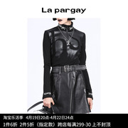 lapargay纳帕佳2023秋冬女士，上衣时尚针织套头衫，高领长袖t恤