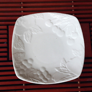 日式陶瓷浮雕碟5英寸优雅美丽自然四方蛋糕点心小菜碟