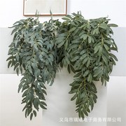 速发人造柳叶壁挂 婚庆藤条装饰绿色植物 7叶柳叶加密仿真壁挂假