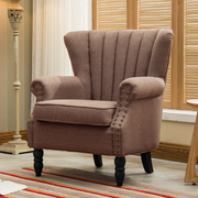 美式单人沙发布艺椅子简约北欧小户型客厅卧室阳台，科技布皮布沙i.