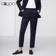 G2000女装西装长裤竖条纹直筒休闲窄脚高腰西裤工装裤