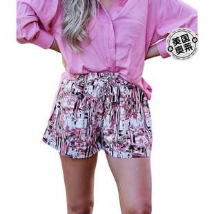 glamstrokeofstyle粉色，真丝短裤-粉色美国奥莱直发