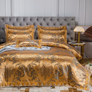 欧式四件套贡缎提花丝，绸缎被套1.8m2.0m床结婚庆，床单奢华床上用品