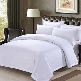 酒店床品四件套床单，被套布草专用纯棉，白色五星级宾馆民宿床上用品