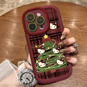 kt猫造型圣诞树适用苹果15手机壳卡通，iphone14promax可爱13泡芙壳12pro11全包xr女款xsmax潮流15promax