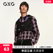 GXG奥莱 男春格纹连帽长袖衬衫休闲上衣潮#GC103655B