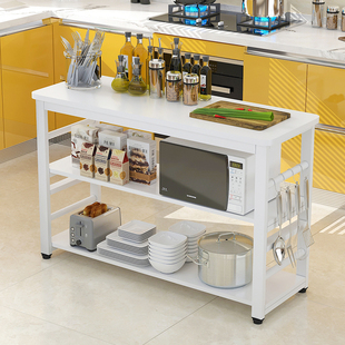 厨房切菜桌可调节小桌子餐桌，家用钢木桌长桌，定制置物架厨房操作台